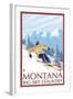 Montana - Big Sky Country - Downhill Skier, c.2008-Lantern Press-Framed Art Print