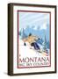 Montana - Big Sky Country - Downhill Skier, c.2008-Lantern Press-Framed Art Print