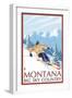 Montana - Big Sky Country - Downhill Skier, c.2008-Lantern Press-Framed Art Print