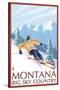 Montana - Big Sky Country - Downhill Skier, c.2008-Lantern Press-Stretched Canvas