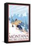 Montana - Big Sky Country - Downhill Skier, c.2008-Lantern Press-Framed Stretched Canvas