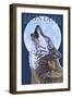 Montana -- Big Sky Country - Howling Wolf-Lantern Press-Framed Art Print