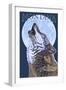 Montana -- Big Sky Country - Howling Wolf-Lantern Press-Framed Art Print