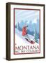 Montana - Big Sky Country - Snowboarder, c.2008-Lantern Press-Framed Art Print
