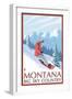 Montana - Big Sky Country - Snowboarder, c.2008-Lantern Press-Framed Art Print