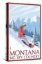 Montana - Big Sky Country - Snowboarder, c.2008-Lantern Press-Stretched Canvas