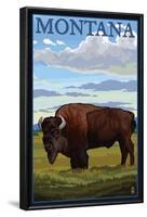 Montana - Bison Scene-Lantern Press-Framed Art Print