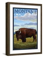 Montana - Bison Scene-Lantern Press-Framed Art Print