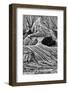 Montana. Black and White Image of Unusual Erosion Formations Found in Makoshika State Park-Judith Zimmerman-Framed Photographic Print