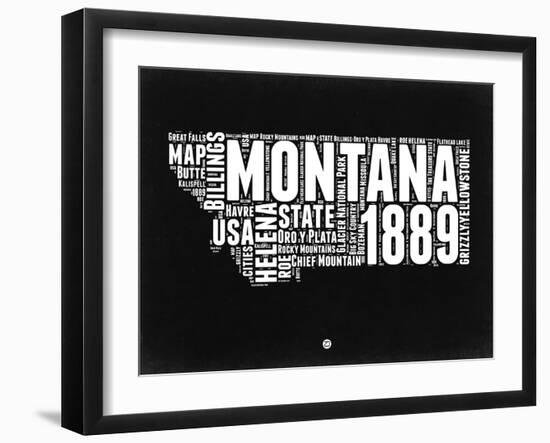 Montana Black and White Map-NaxArt-Framed Art Print