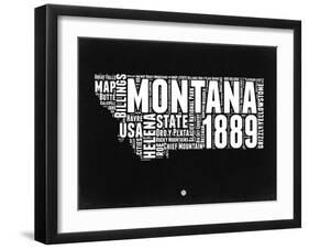 Montana Black and White Map-NaxArt-Framed Art Print