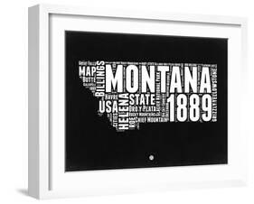 Montana Black and White Map-NaxArt-Framed Art Print