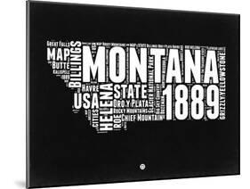 Montana Black and White Map-NaxArt-Mounted Art Print