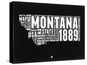 Montana Black and White Map-NaxArt-Stretched Canvas