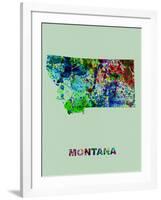 Montana Color Splatter Map-NaxArt-Framed Art Print