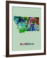 Montana Color Splatter Map-NaxArt-Framed Art Print