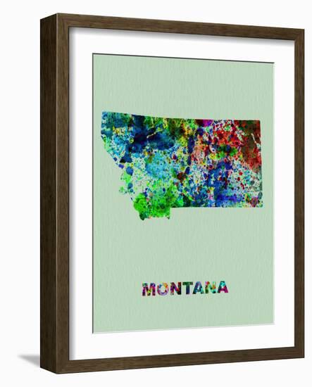 Montana Color Splatter Map-NaxArt-Framed Art Print