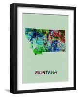 Montana Color Splatter Map-NaxArt-Framed Art Print
