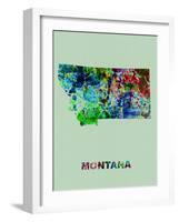 Montana Color Splatter Map-NaxArt-Framed Art Print