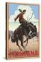 Montana - Cowboy and Bronco Scene-Lantern Press-Stretched Canvas