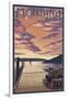 Montana - Dock Scene and Lake-Lantern Press-Framed Art Print