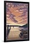 Montana - Dock Scene and Lake-Lantern Press-Framed Art Print