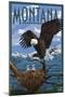 Montana - Eagle Perched with Chicks-Lantern Press-Mounted Art Print