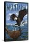 Montana - Eagle Perched with Chicks-Lantern Press-Framed Stretched Canvas