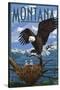 Montana - Eagle Perched with Chicks-Lantern Press-Stretched Canvas