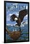 Montana - Eagle Perched with Chicks-Lantern Press-Framed Art Print