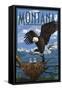 Montana - Eagle Perched with Chicks-Lantern Press-Framed Stretched Canvas