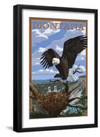 Montana - Eagle Perched-Lantern Press-Framed Art Print