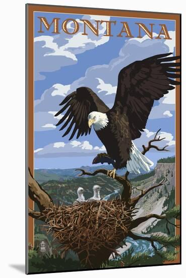 Montana - Eagle Perched-Lantern Press-Mounted Art Print
