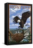 Montana - Eagle Perched-Lantern Press-Framed Stretched Canvas