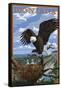 Montana - Eagle Perched-Lantern Press-Framed Stretched Canvas