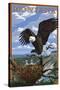 Montana - Eagle Perched-Lantern Press-Stretched Canvas