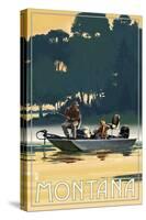 Montana - Fishermen in Boat-Lantern Press-Stretched Canvas