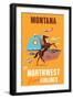 Montana - Fly Northwest Orient Airlines - Vintage Airline Travel Poster, 1950s-Pacifica Island Art-Framed Art Print