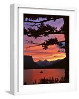 Montana, Glacier NP. St Mary Lake and Wild Goose Island at Sunset-Steve Terrill-Framed Photographic Print