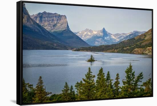 Montana, Glacier NP, Wild Goose Island Seen from Going-To-The-Sun Road-Rona Schwarz-Framed Stretched Canvas