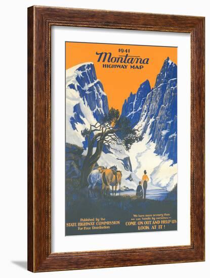 Montana Highway Map-null-Framed Art Print