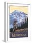 Montana - Hiking Scene-Lantern Press-Framed Art Print