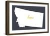 Montana - Home State - White on Gray-Lantern Press-Framed Art Print