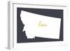 Montana - Home State - White on Gray-Lantern Press-Framed Art Print