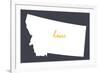 Montana - Home State - White on Gray-Lantern Press-Framed Premium Giclee Print