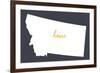 Montana - Home State - White on Gray-Lantern Press-Framed Premium Giclee Print