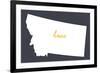 Montana - Home State - White on Gray-Lantern Press-Framed Premium Giclee Print