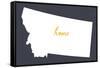 Montana - Home State - White on Gray-Lantern Press-Framed Stretched Canvas