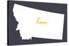 Montana - Home State - White on Gray-Lantern Press-Stretched Canvas