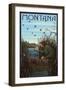 Montana - Hunter and Lake-Lantern Press-Framed Art Print